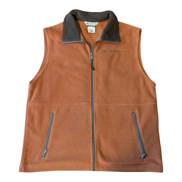 Columbia Other - Columbia Burnt Orange Brown Fleece Vest W Pockets Men's Large